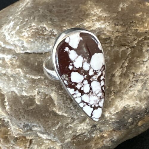 Women's Wild Horse Turquoise Ring | Navajo Sterling Silver | Sz 8 Adjustable | Authentic Native American Handmade | 15555