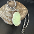 Navajo Green Gaspeite Pendant Necklace | Sterling Silver | Authentic Native American Handmade | 15485