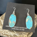 Navajo Blue Turquoise Dangle Earrings | Sterling Silver | Authentic Native American Handmade | 15432