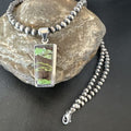 Navajo Green Gaspeite Pendant Necklace | Sterling Silver | Authentic Native American Handmade | 16361