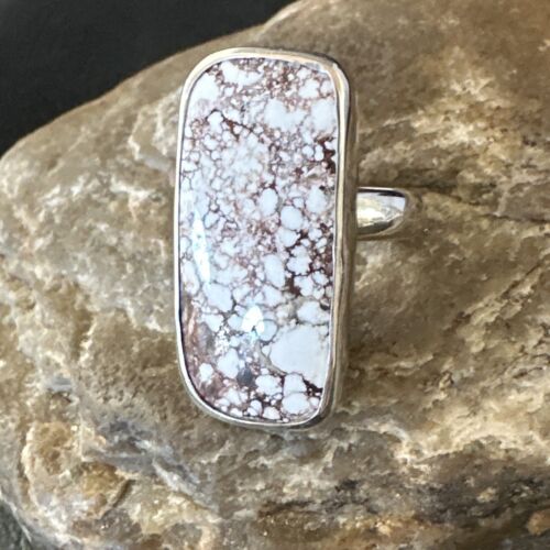 Navajo Wild Horse Turquoise Ring | Sterling Silver | Sz 7 Adjustable | Authentic Native American Handmade | 15544