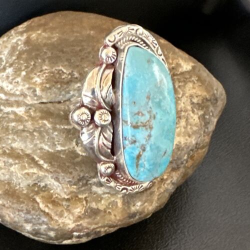 Navajo Blue Kingman Turquoise Ring | Sterling Silver | Sz 10 | Authentic Native American Handmade | 15664