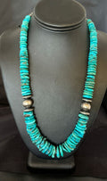 Authentic Native American Navajo Graduated Turquoise Necklace | Sterling Silver | 21" | 16487