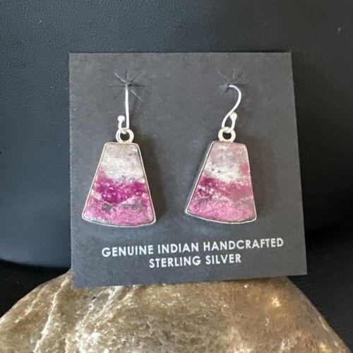 Purple Mojave Turquoise Dangle Earrings | Sterling Silver | Authentic Native American Handmade | 15782