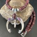 Navajo Purple Spiny Oyster Naja Pendant Necklace | Sterling Silver | 24" | Authentic Native American Handmade | 15537