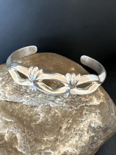 Navajo Tufa Cast Cuff Bracelet | Sterling Silver | Authentic Native American Handmade | 17219