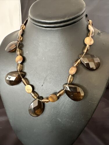 Navajo Smokey Quartz Teardrop Necklace | Sterling Silver | Authentic Native American Handmade | 17495