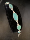 Navajo Blue Turquoise Link Bracelet | Sterling Silver | 8" | Authentic Native American Handmade | 15467