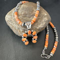 Navajo Pearls Sterling Silver Necklace | Spiny Oyster Cluster Naja Pendant | 17226