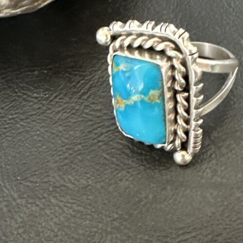 Men's Sterling Silver Blue Kingman Turquoise Ring | Sz 10 | Authentic Native American Handmade | 17647