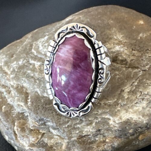 Navajo Purple Spiny Oyster Ring | Sterling Silver | Sz 10.5 | Authentic Native American Handmade | 16478