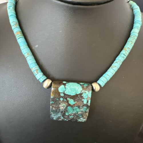 Navajo SpiderWeb Turquoise Heishi Pearls Necklace | Sterling Silver | 20" | Authentic Native American Handmade | 17097
