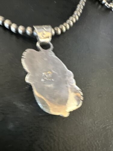 Navajo Kingman Turquoise Pendant Necklace | Sterling Silver | Native American Handmade | 15211