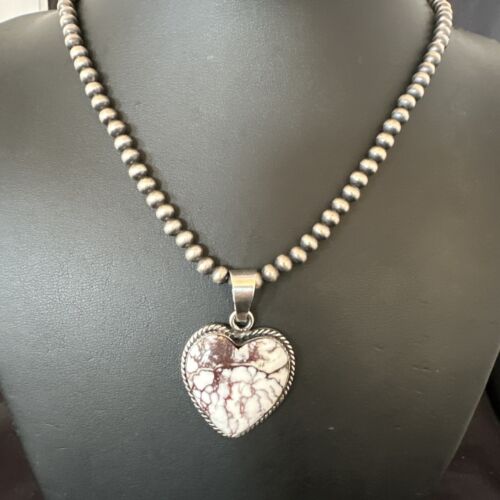 Navajo Wild Horse Heart Pendant Necklace | Sterling Silver | Authentic Native American Handmade | 16367