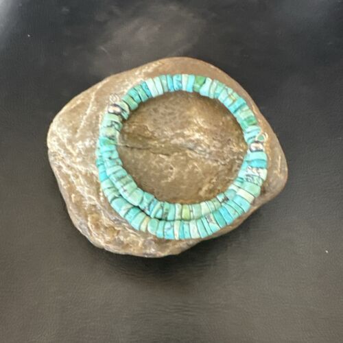 Navajo Turquoise Heishi Bracelet | Stainless Steel Memory Wire | 6mm | Authentic Native American Handmade | 17611