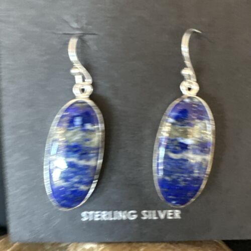 Blue Denim Lapis Dangle Earrings | Sterling Silver | 1" | 15803