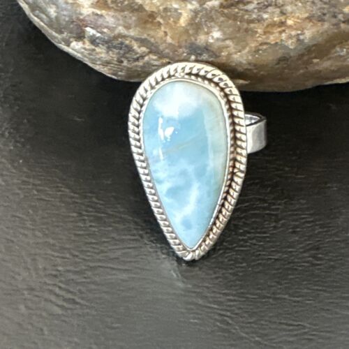 Navajo Blue Larimar Ring | Sterling Silver | Sz 10 | Authentic Native American Handmade | 16598