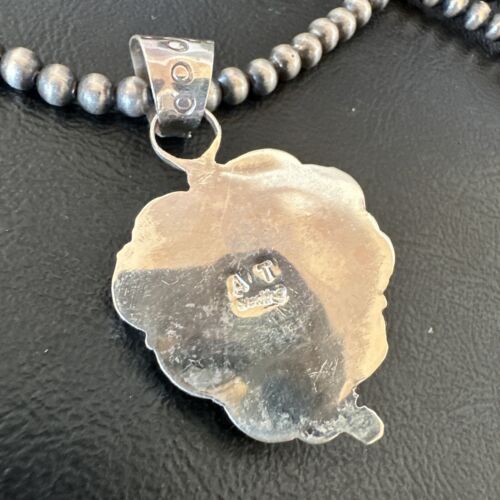Navajo Orange Spiny Oyster Heart Pendant Necklace | Sterling Silver | Authentic Native American Handmade | 16298