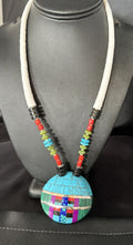 Santo Domingo Shell Turquoise Coral Inlay Necklace | Sterling Silver | 22" | Stabilized | 15324