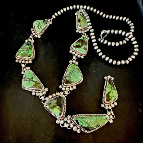 Navajo Green Spiderweb Turquoise Necklace | Men's Lariat | 30" | Authentic Native American Handmade | 17435