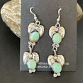 Navajo Blue Green Turquoise Dangle Earrings | Sterling Silver | 1.5" | Authentic Native American Handmade | 17385