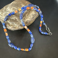 Men's Lapis Lazuli Spiny Oyster Necklace | Navajo Sterling Silver | 18" | Authentic Native American Handmade | 15265