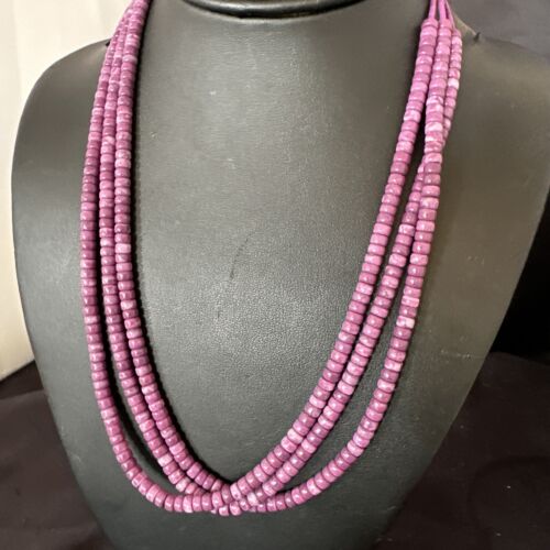 Sugilite Heishi Bead Necklace | 3 Strand | Stabilized Sterling Silver | 20" | 16176