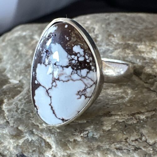 Men's & Women's Wild Horse Turquoise Ring | Navajo Sterling Silver | Sz 7 | Authentic Native American Handmade | 17287