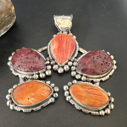 Navajo Spiny Oyster Naja Pendant Necklace | Sterling Silver | Native American Handmade | 16099