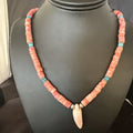 Navajo Sterling Silver Necklace | Pink Coral & Blue Turquoise Naja Pendant | 18" | 15043