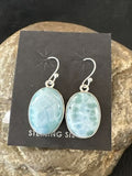 Navajo Blue Larimar Dangle Earrings | Sterling Silver | Authentic Native American Handmade | 17299
