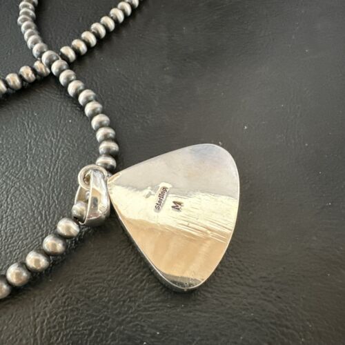Navajo Blue Kingman Turquoise Pendant Necklace | Sterling Silver | 20" | Authentic Native American Handmade | 17002