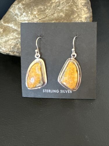Navajo Bumblebee Jasper Earrings | Sterling Silver | Authentic Native American Handmade | 15823