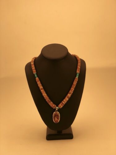 Navajo Purple Spiny Oyster Turquoise Necklace Pendant | Sterling Silver | Native American Handmade | 3066