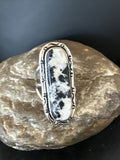 White Buffalo Turquoise Navajo Ring | Sterling Silver | Sz 9 | Authentic Native American Handmade | 16387