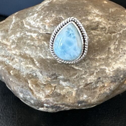 Navajo Blue Larimar Ring | Sterling Silver | Sz 6 | Authentic Native American Handmade | 16605