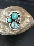 Navajo Blue Turquoise Cluster Ring | Authentic Native American Sterling Silver | Multi-Stone | Sz 9 | 14839