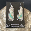 Navajo Blue Boulder Turquoise Dangle Earrings | Sterling Silver | Authentic Native American Handmade | 16496