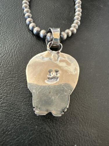 Navajo Orange Spiny Oyster Heart Pendant Necklace | Sterling Silver | Authentic Native American Handmade | 16414