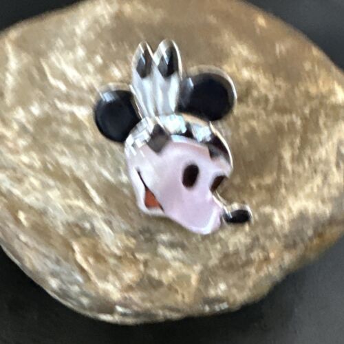 Navajo Sterling Silver Disney Minnie Mouse Zuni Inlay Ring | Sz 6 | Handmade Southwestern Jewelry | 16751