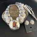 Navajo Red Coral Graduated Necklace | Sterling Silver Pillow Stamped | 18" | Authentic Native American Handmade | 15129