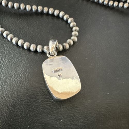 Navajo Blue Kingman Turquoise Pendant Necklace | Sterling Silver | 20" | Authentic Native American Handmade | 16998
