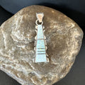 Navajo White Opal Inlay Pendant Necklace | Sterling Silver | Authentic Native American Handmade | Sf 15680