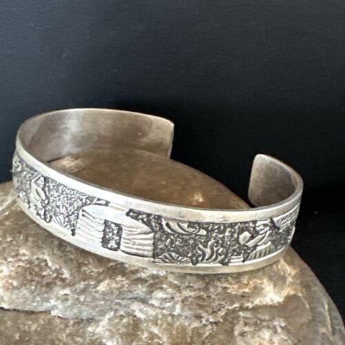 Navajo Stamped Cuff Bracelet | Sterling Silver | Authentic Native American Handmade | 16969