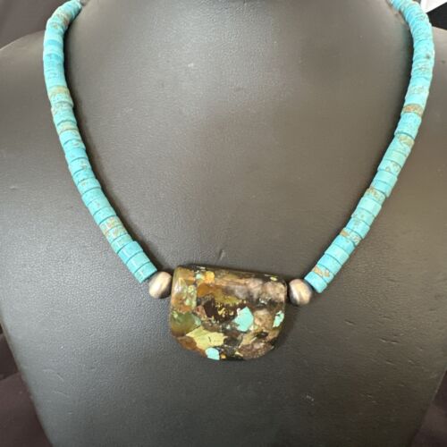 Navajo SpiderWeb Turquoise Heishi Pearls Necklace | Sterling Silver | 20" | 17031