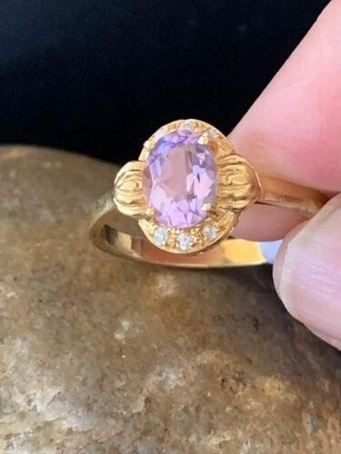 American Women's Gold Plated Purple Amethyst Ring | Sterling Silver | Sz 9 | 01787