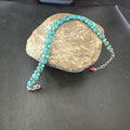 Navajo Blue Turquoise Bead Bracelet | Sterling Silver Link | 8" | Authentic Native American Handmade | 17230