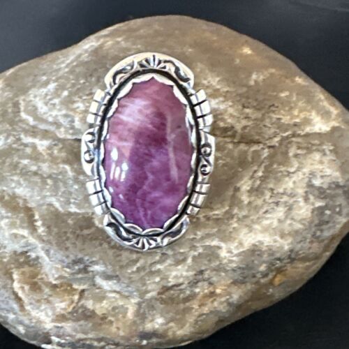 Navajo Purple Spiny Oyster Ring | Sterling Silver | Sz 10.5 | Authentic Native American Handmade | 16478