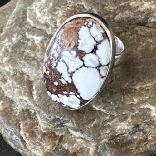 Men's Women's Wild Horse Turquoise Ring | Navajo Sterling Silver | Sz 8 | Authentic Native American Handmade | 17356