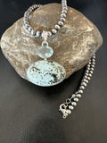 Navajo Dry Creek Turquoise Topaz Pendant Necklace | Sterling Silver | Authentic Native American Handmade | 16436
